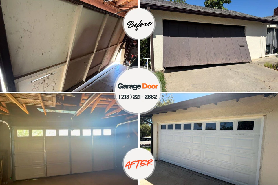 Before and after: garage door repair Hannahs Mill, GA